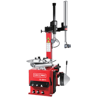 GEO U2011 red and black tyre changer with GEO logo on a white background