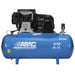 Blue ABAC B600 270L air compressor with ABAC branding on a white background, front view