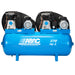Blue ABAC A39 air compressor with 'ABAC' branding on a white background, front view