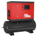 Red and black Airwave Micro-speed 5.5 Hp 160l Air compressor on a white background, front angled view