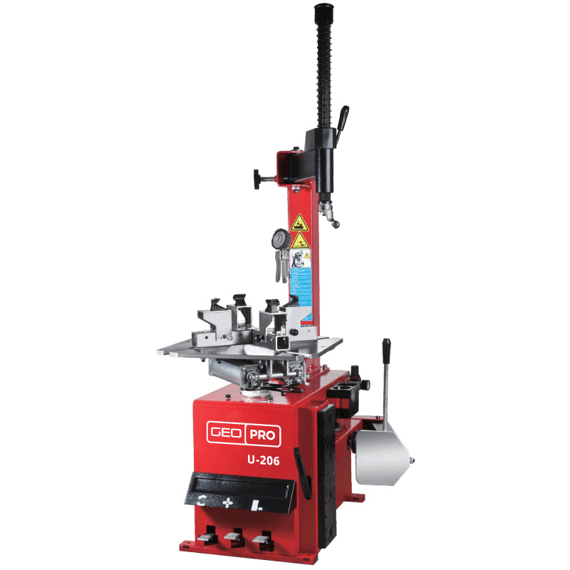 Red GEO PRO U-206 tyre changer machine on a white background