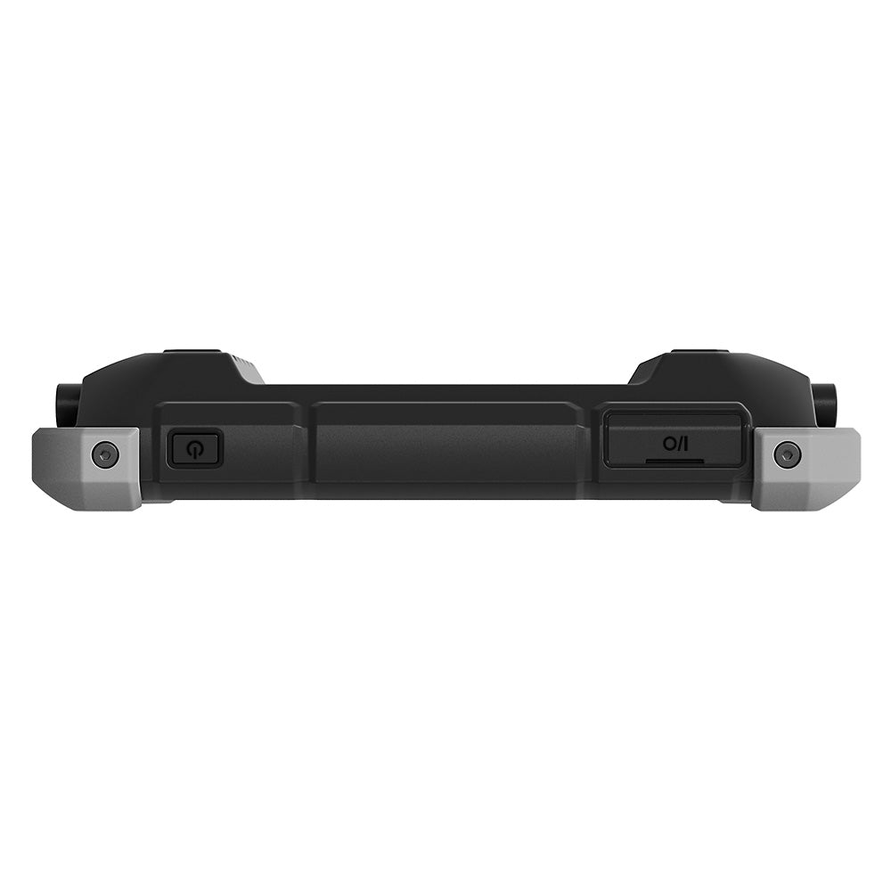 TOPDON Phoenix Lite 3 top edge with stand closed showing power button and on-off switch with grey corner mounts on white background