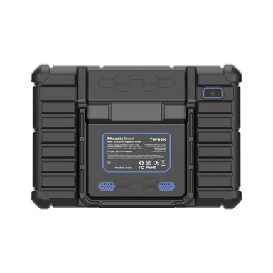 TOPDON Phoenix Smart rear panel showing model rating label and FCC, CE and UKCA certification marks