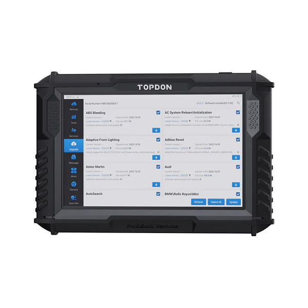 Topdon diagnostic tablet with a user interface on a white background